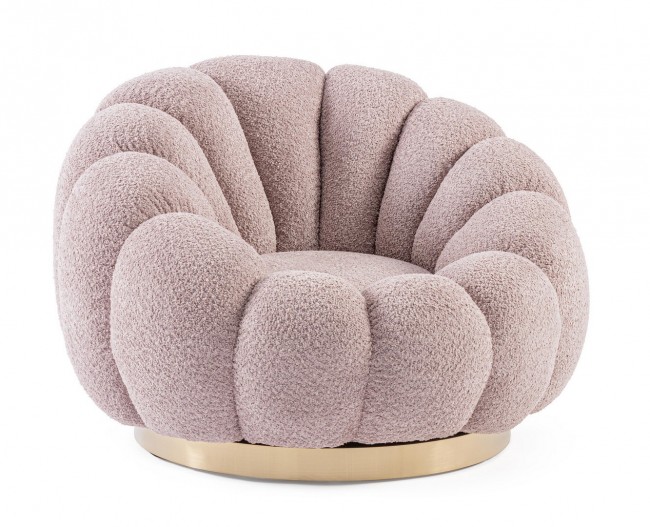 POLTRONA GIREVOLE FLOREL ROSA ANTICO